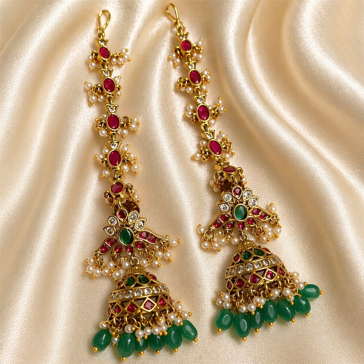 Ad Jhumka with Head Chain
