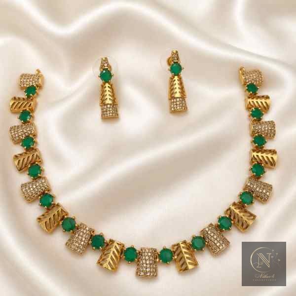 Premium AD Stone Emrald with Gold Finish NCAD014