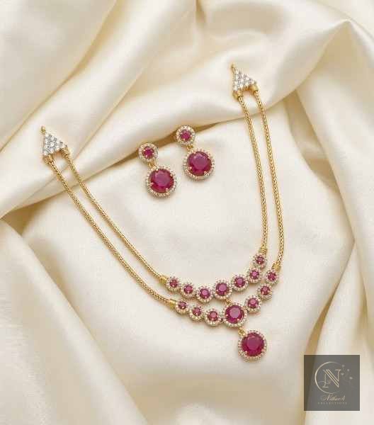 Premium Layerd AD Stone Ruby with Gold Finish NCAD015